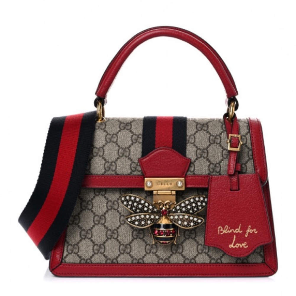 Gucci GG Supreme Monogram Small Queen Margaret Top Handle Bag Red with dust bag